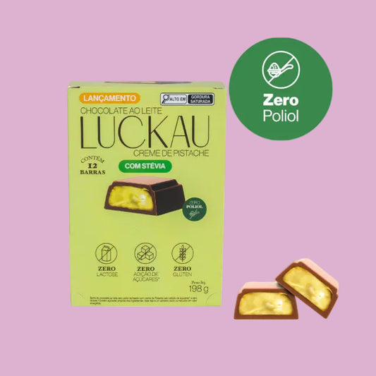 Bombom Luckau Chocolate Ao Leite recheada com creme de Pistache - Zero Poliol