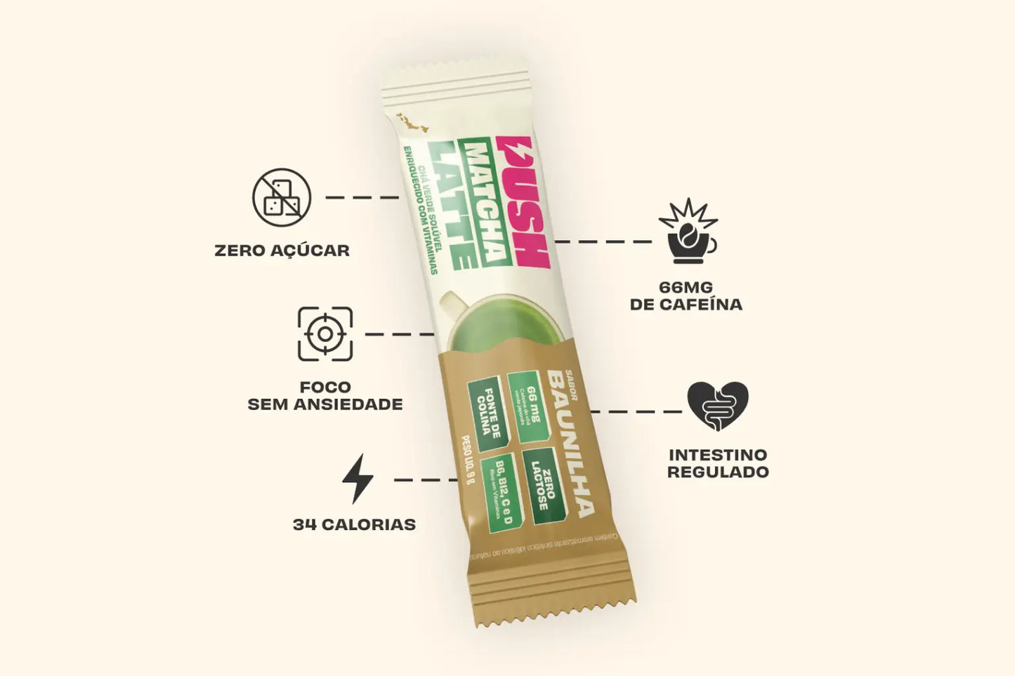 Push Matcha Latte — Baunilha · Sachê Unidade