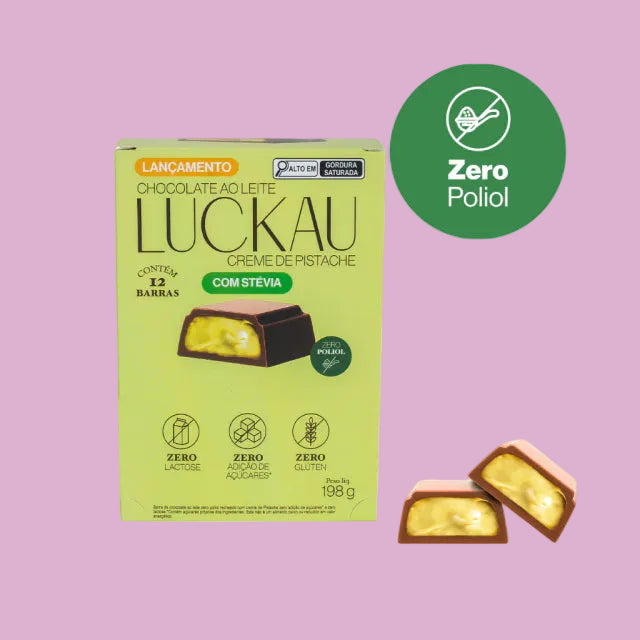 Bombom Luckau Chocolate Ao Leite recheada com creme de Pistache - Zero Poliol