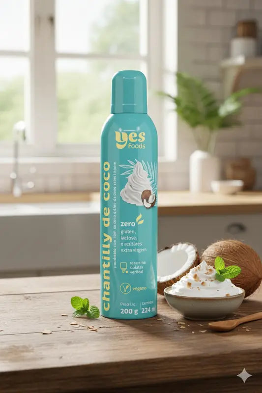Chantilly de Coco Vegano Zero Açúcar Spray Yes Foods – 224ml
