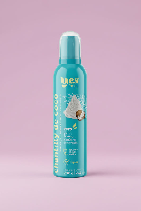 Chantilly de Coco Vegano Zero Açúcar Spray Yes Foods – 224ml