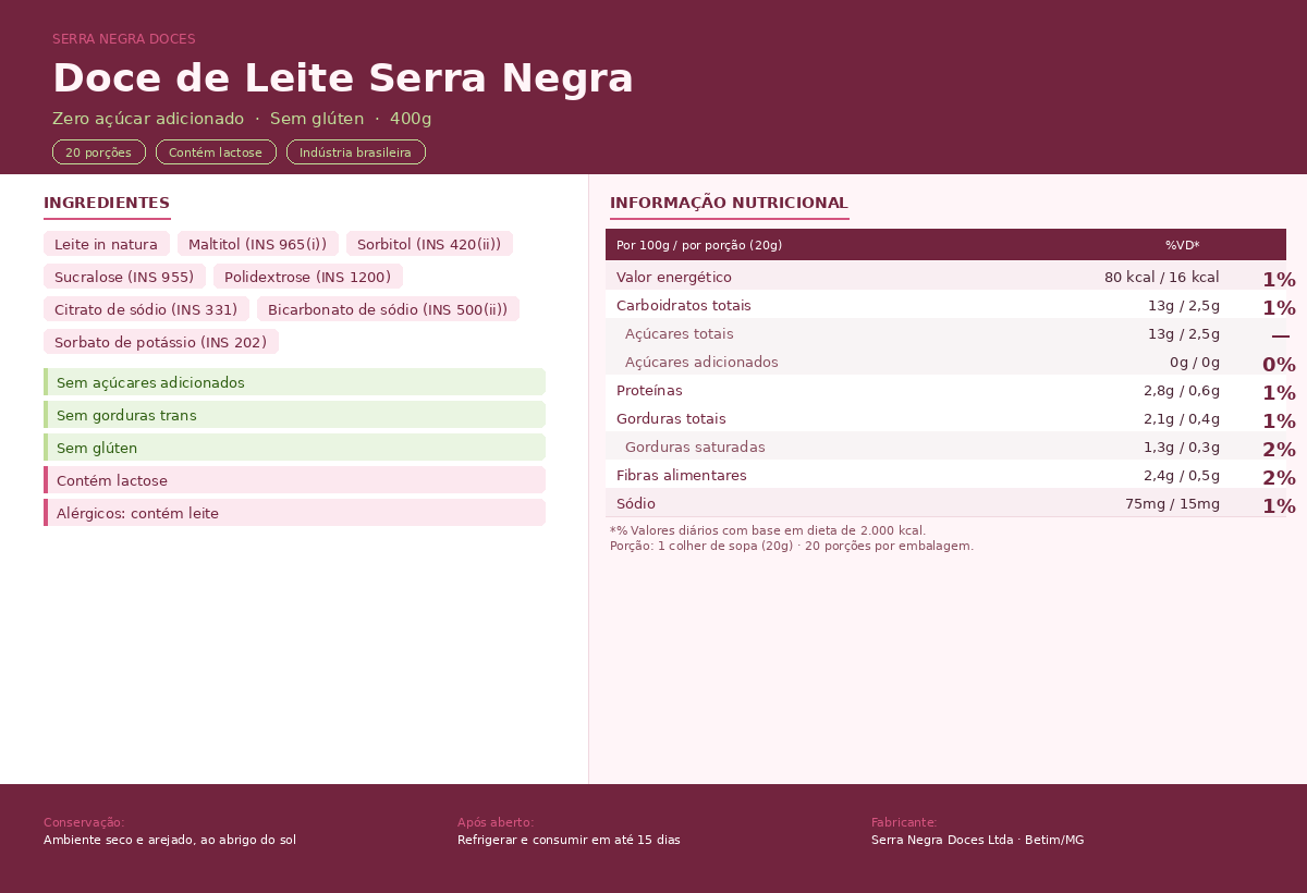 Doce de Leite Zero - Serra Negra