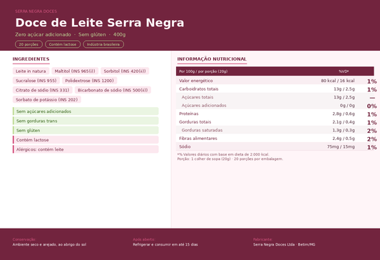 Doce de Leite Zero - Serra Negra