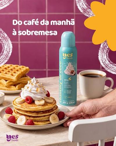 Chantilly de Coco Vegano Zero Açúcar Spray Yes Foods – 224ml